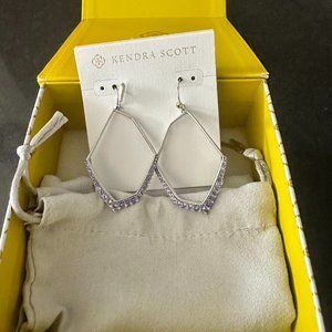 Kendra Scott Open Silver Earrings with Blue Crystal